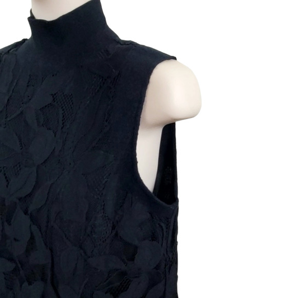 RAG & BONE | SOFIYA LACE MOCK SLEEVELESS FLORAL WOOL BLACK DRESS WOMEN'S SIZE XS - Picture 6 of 17
